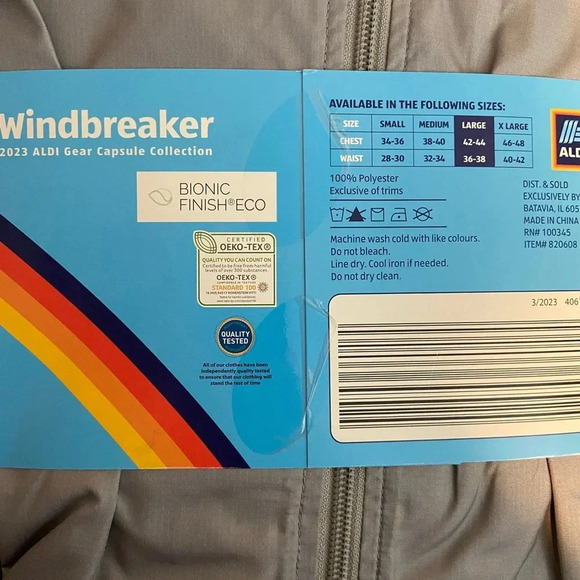 New ALDI Windbreaker Jacket - Picture 3 of 4